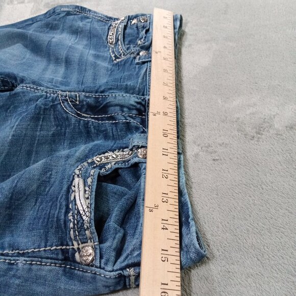Miss Me Jean Women 31x31, Tag 31x33 Blue Denim Bootcut Embellished Flap Pocket - Picture 7 of 13